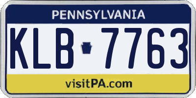 PA license plate KLB7763