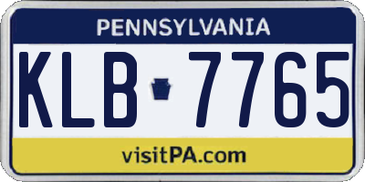 PA license plate KLB7765