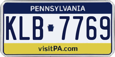 PA license plate KLB7769