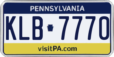 PA license plate KLB7770