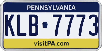 PA license plate KLB7773