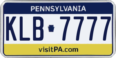 PA license plate KLB7777