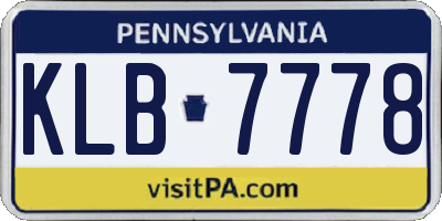 PA license plate KLB7778