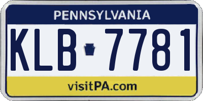 PA license plate KLB7781