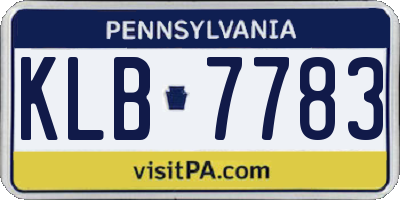 PA license plate KLB7783