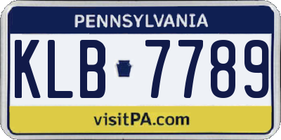 PA license plate KLB7789