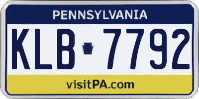 PA license plate KLB7792