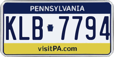 PA license plate KLB7794