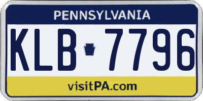 PA license plate KLB7796