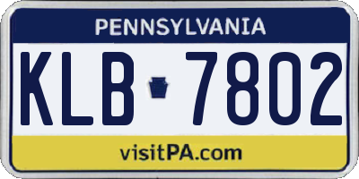 PA license plate KLB7802