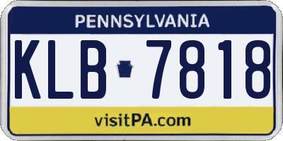 PA license plate KLB7818