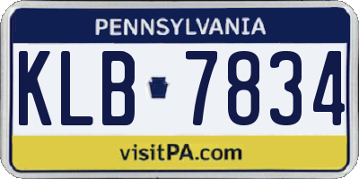 PA license plate KLB7834