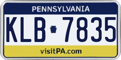 PA license plate KLB7835