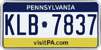 PA license plate KLB7837