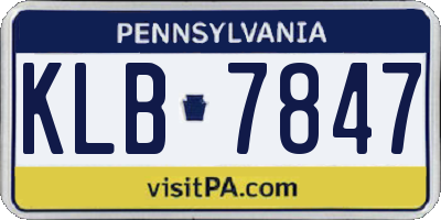 PA license plate KLB7847