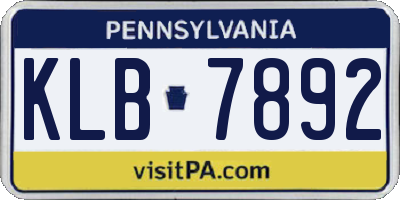 PA license plate KLB7892