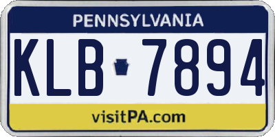 PA license plate KLB7894
