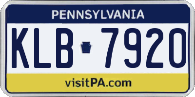PA license plate KLB7920