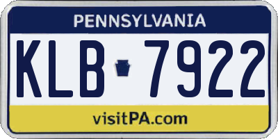 PA license plate KLB7922