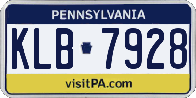 PA license plate KLB7928