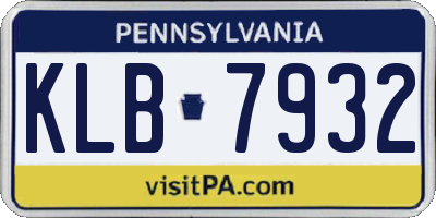 PA license plate KLB7932