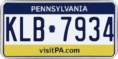 PA license plate KLB7934