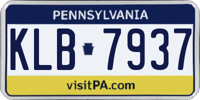 PA license plate KLB7937