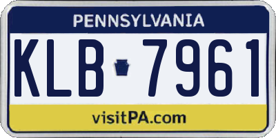 PA license plate KLB7961