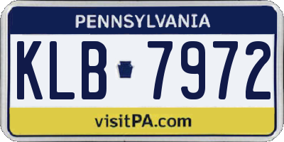 PA license plate KLB7972