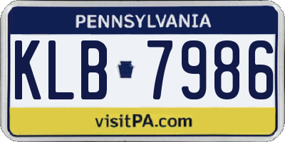 PA license plate KLB7986