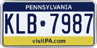 PA license plate KLB7987