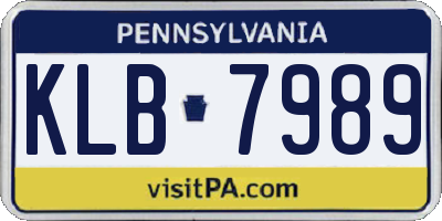 PA license plate KLB7989