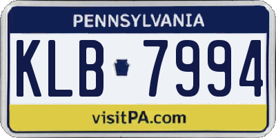 PA license plate KLB7994