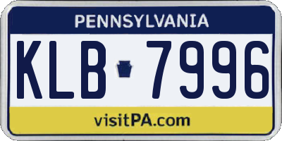 PA license plate KLB7996