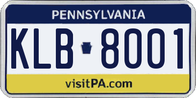 PA license plate KLB8001