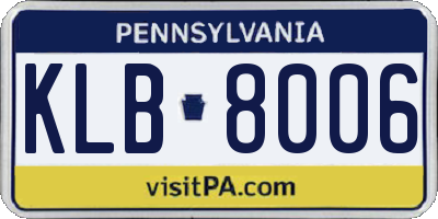 PA license plate KLB8006