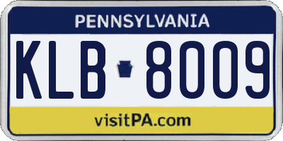 PA license plate KLB8009