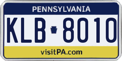 PA license plate KLB8010