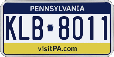PA license plate KLB8011