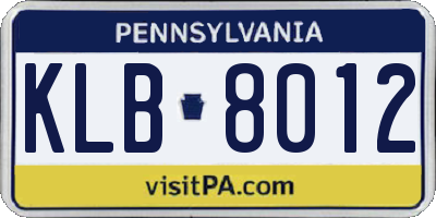 PA license plate KLB8012