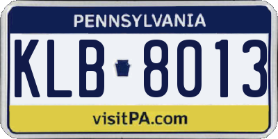 PA license plate KLB8013