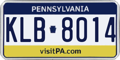 PA license plate KLB8014