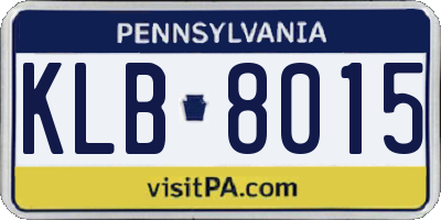 PA license plate KLB8015