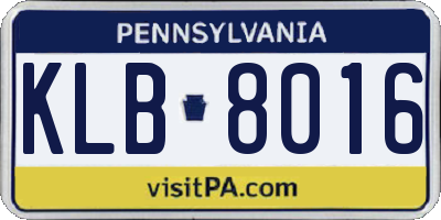 PA license plate KLB8016