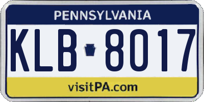 PA license plate KLB8017