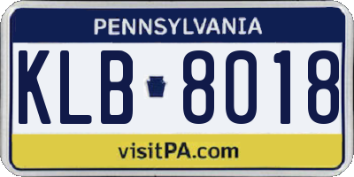 PA license plate KLB8018
