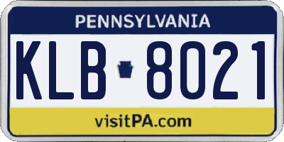 PA license plate KLB8021