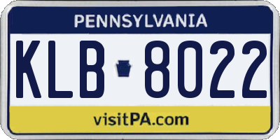 PA license plate KLB8022