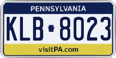 PA license plate KLB8023