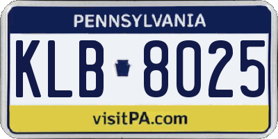 PA license plate KLB8025